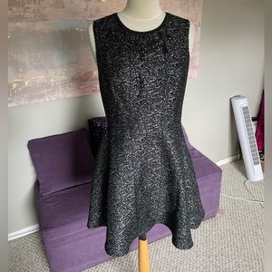RW&Co beautiful silver and black texture dress with beading at neck size 8